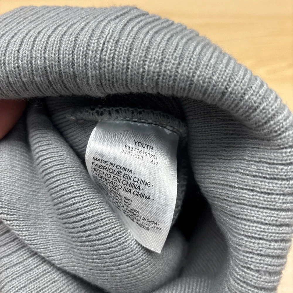 Converse Hat Beanie Youth One Size Gray Black Stocking Cap Boys‎